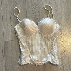 BLUSH White Striped Silk & Cotton Bustier Corset Top
